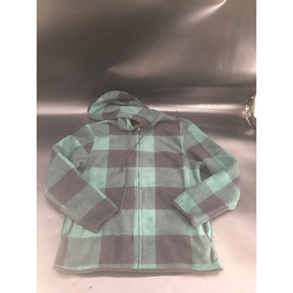 J. Come Women's Jacket Size Med | Green-Black Buffalo Plaid | Faux Sherpa Lining